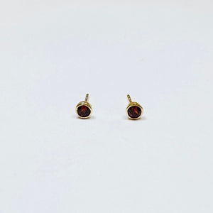 garnet bezel set studs