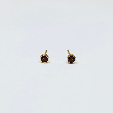 garnet bezel set studs