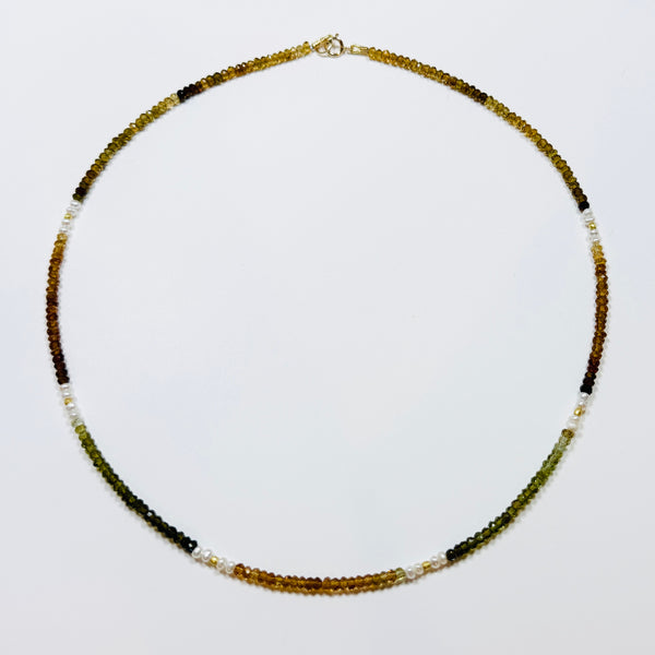 delicate color blocked cube necklace, 6 station