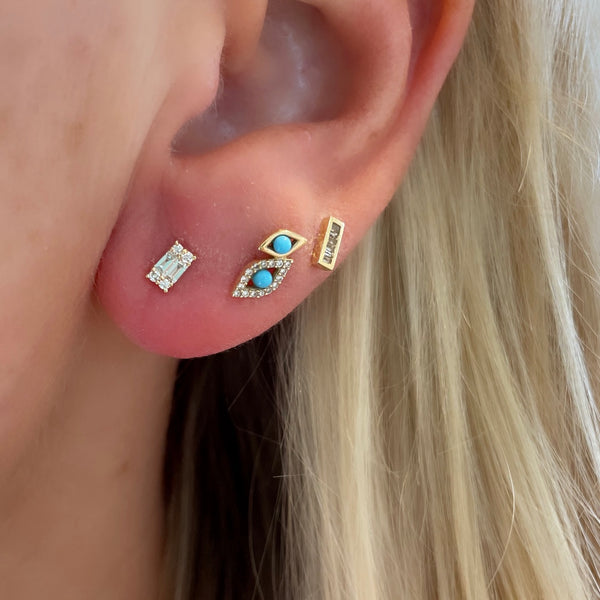 diamond baguette illusion studs