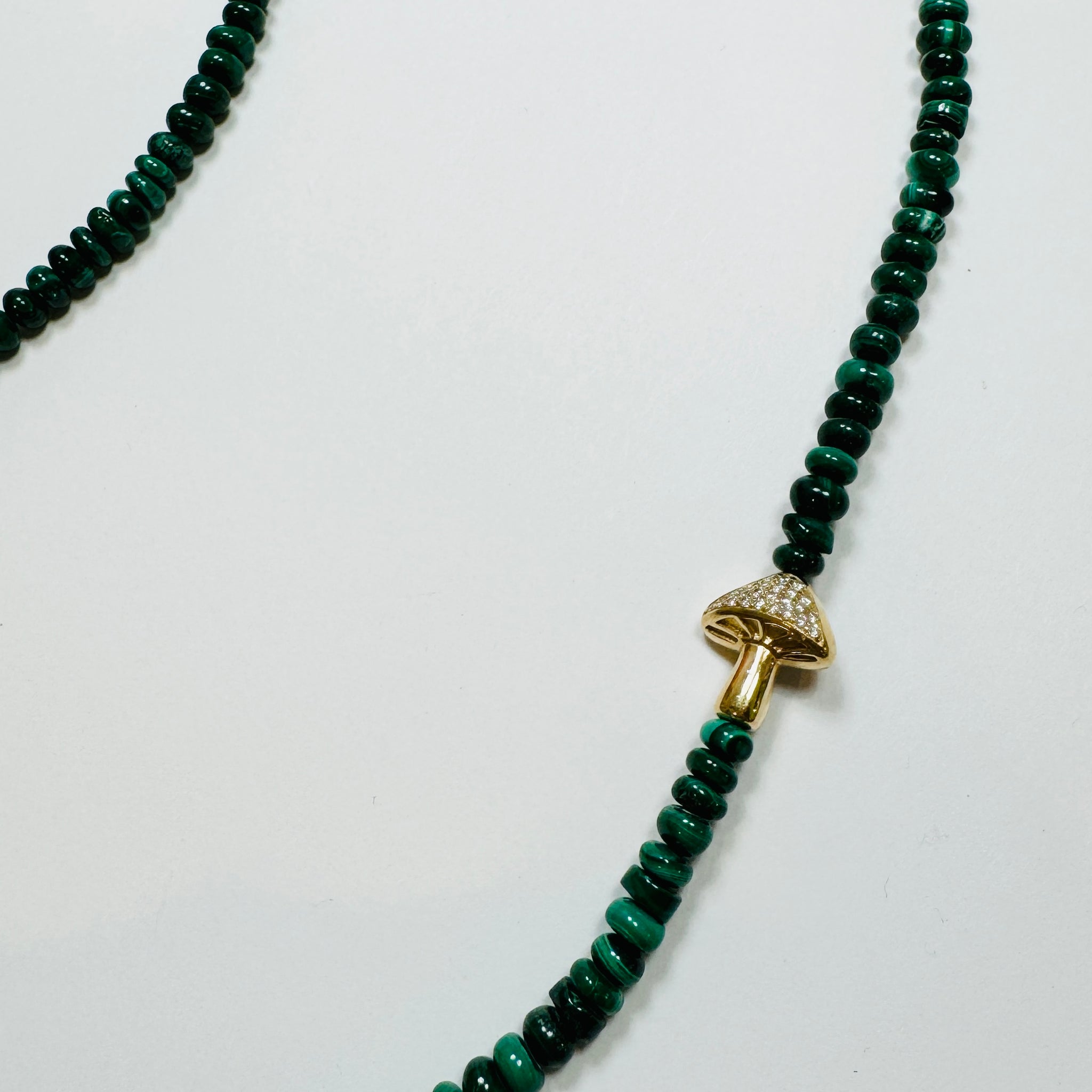 malachite necklace with mushroom