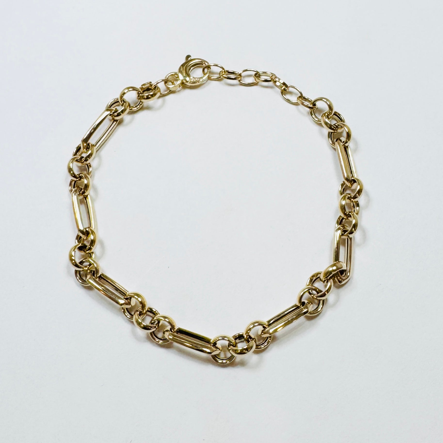 gold paperclip three ring bracelet