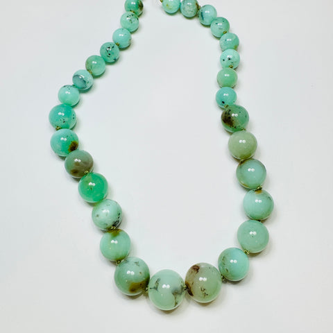 knotted gumball chrysoprase necklace, graduated