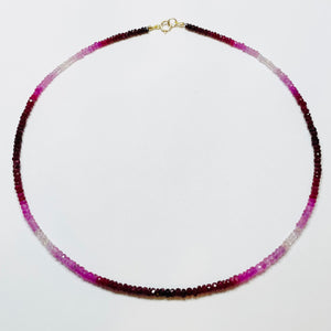 shaded ruby heishi cut necklace