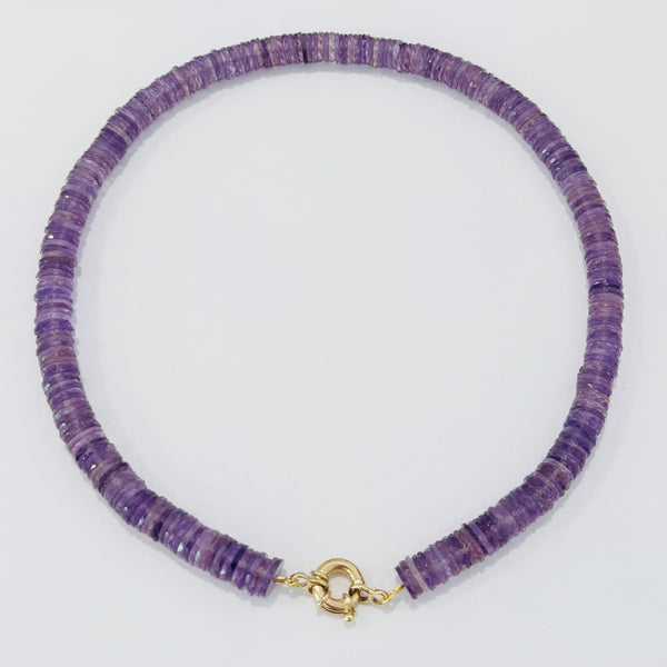 amethyst faceted slice with ships wheel clasp