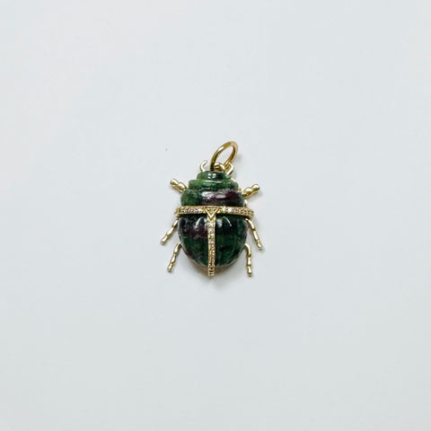 scarab beetle pendant, ruby zoizite