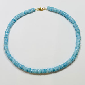 heishi cut blue opal candy necklace