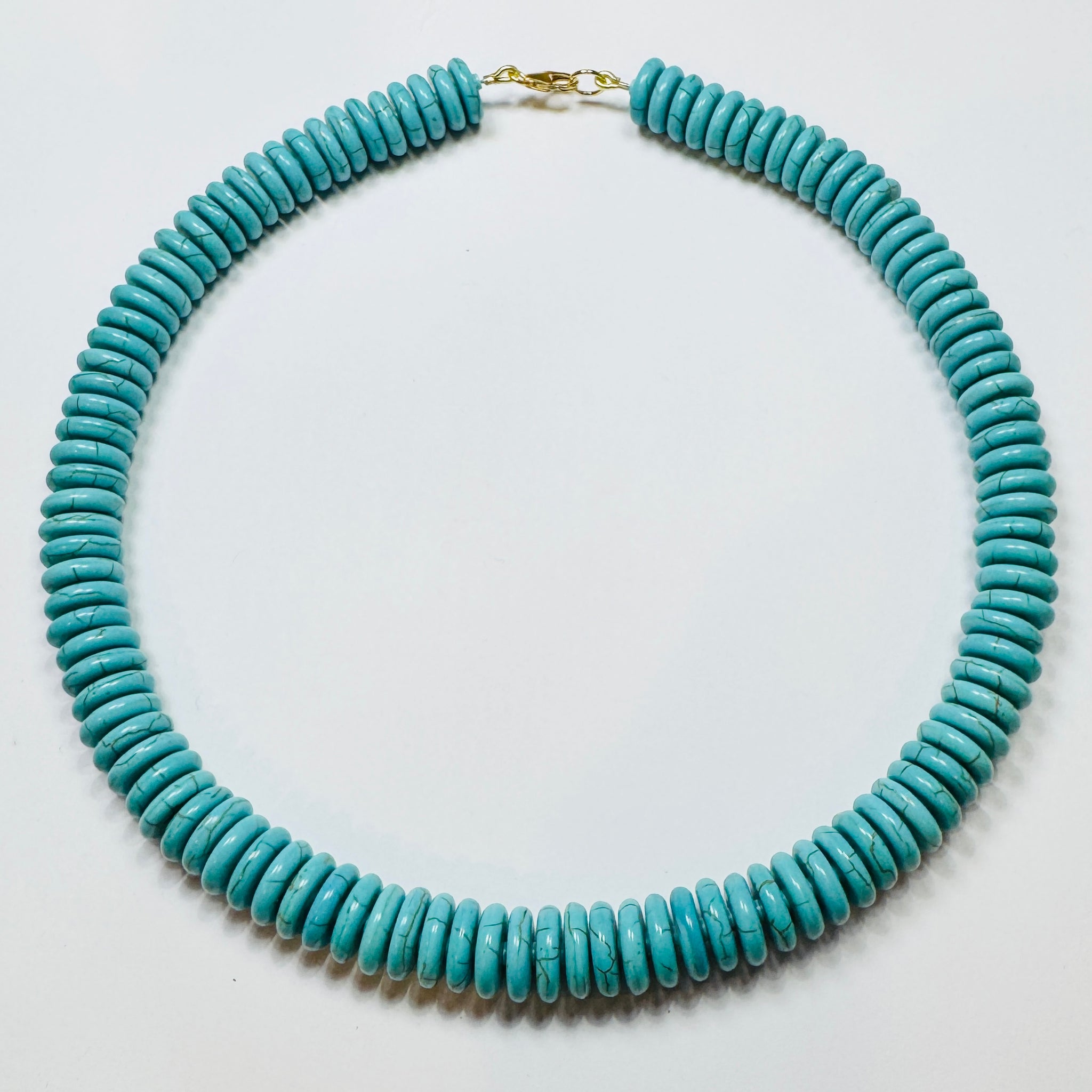 turquoise magnesite barrel candy necklace