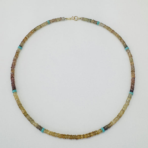 natural zircon heishi with turquoise candy necklace