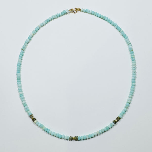 delicate color block necklace, 3 stations