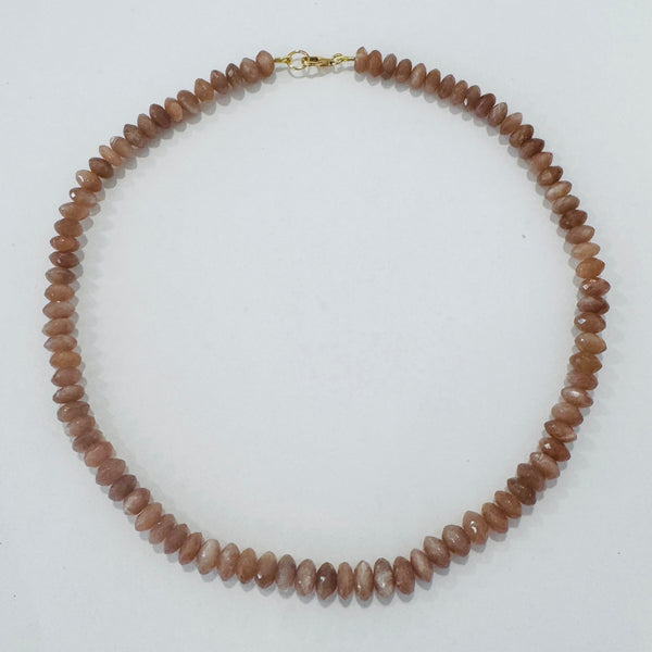 German cut peach moonstone candy necklace