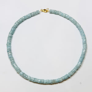 blue opal heishi cut candy necklace