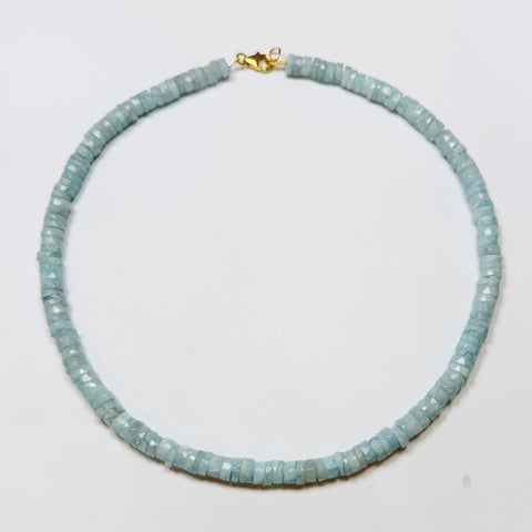 blue opal heishi cut candy necklace