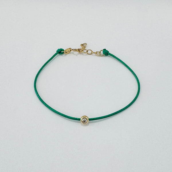 bezel set diamond cord bracelet