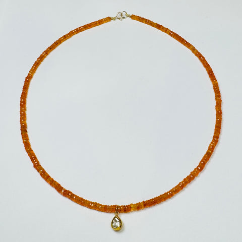 carnelian necklace with rough cut diamond charm