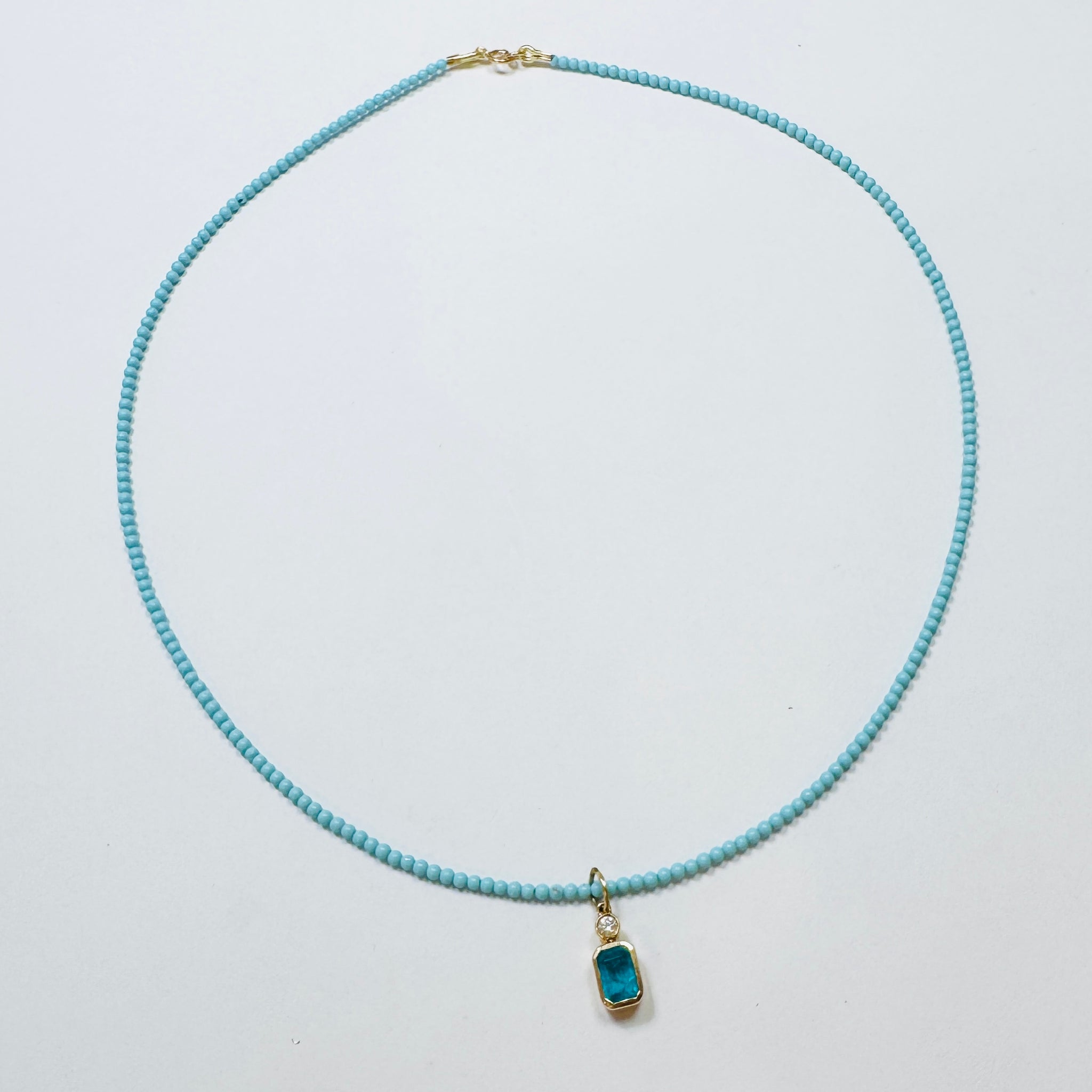 paraiba spinal bezel charm necklace