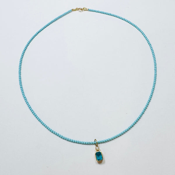 paraiba spinal bezel charm necklace