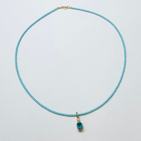 paraiba spinal bezel charm necklace
