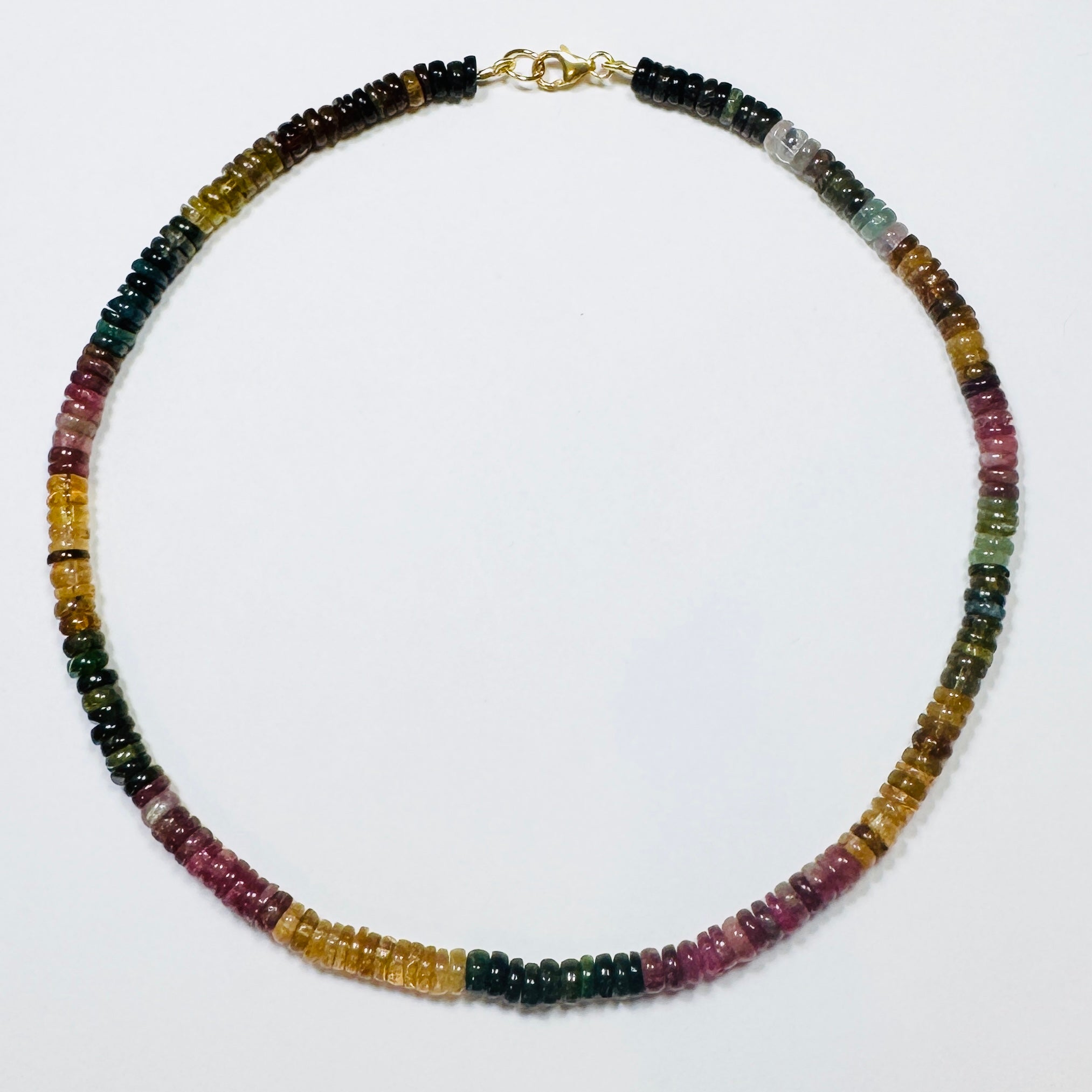 smooth shaded tourmaline heishi necklace