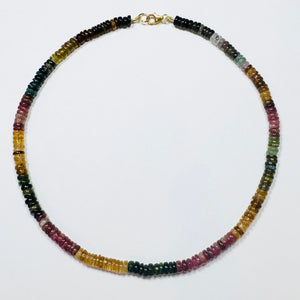 smooth shaded tourmaline heishi necklace
