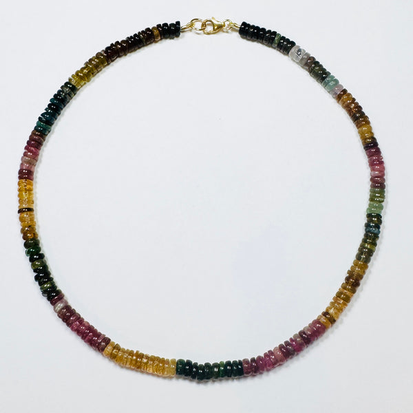smooth shaded tourmaline heishi necklace