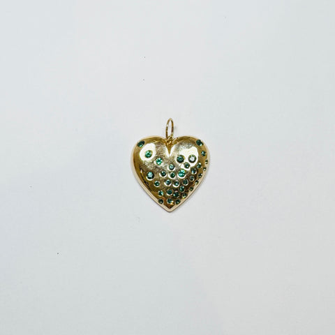 gold heart pendant with emeralds