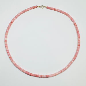 pink conch heishi necklace