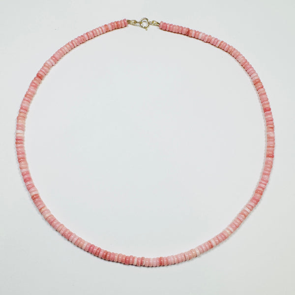 pink conch heishi necklace