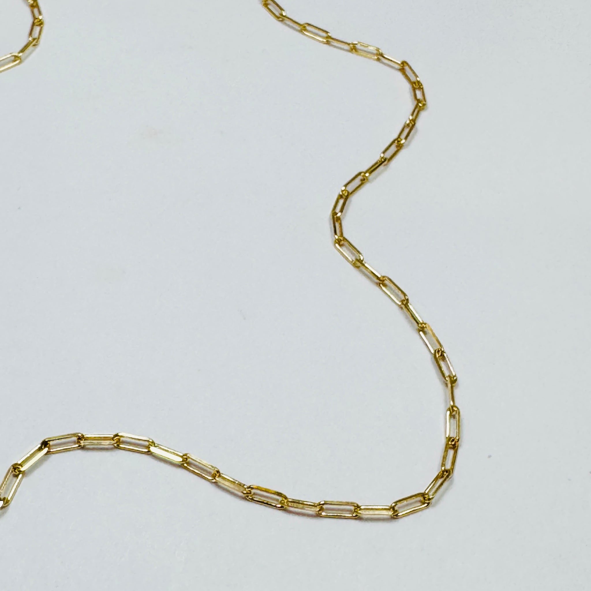 14k gold 2x5 mini paperclip chain, 16 in