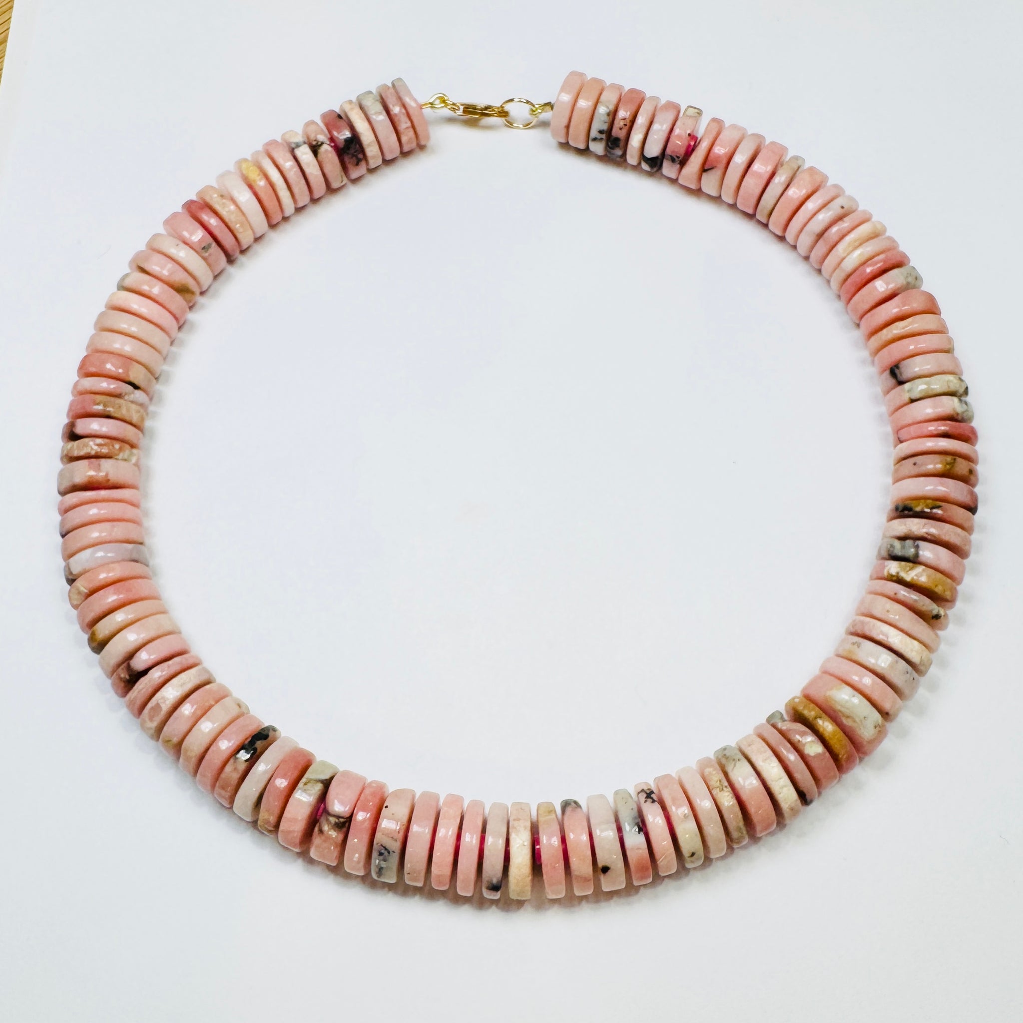 speckled pink opal statement necklace