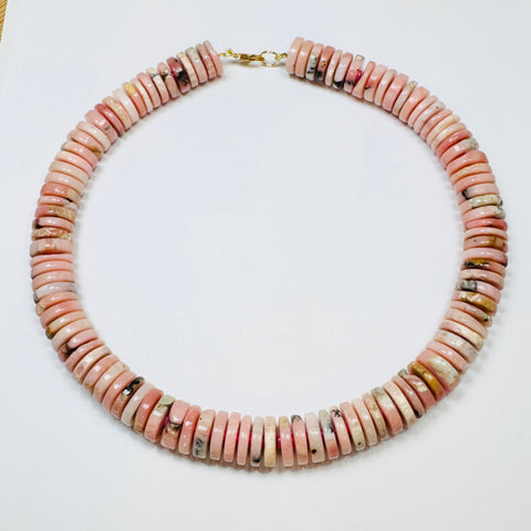 speckled pink opal statement necklace