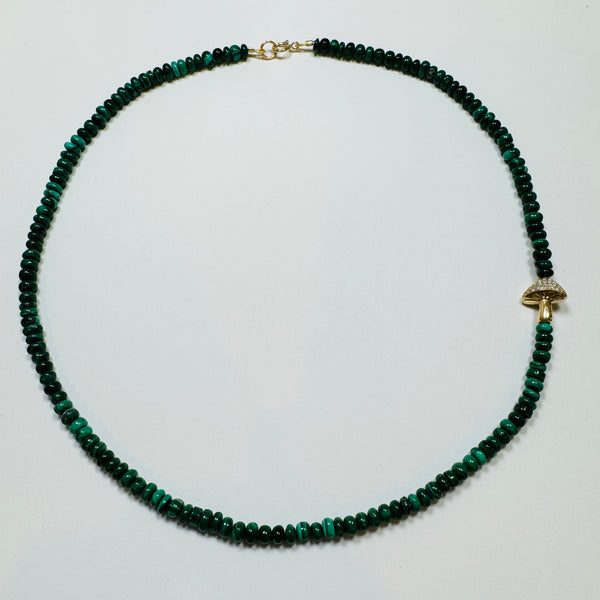 malachite necklace with mushroom