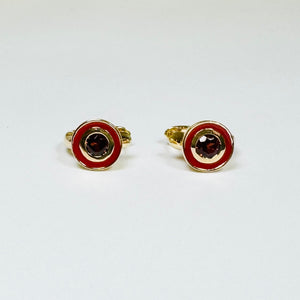 garnet enamel huggies