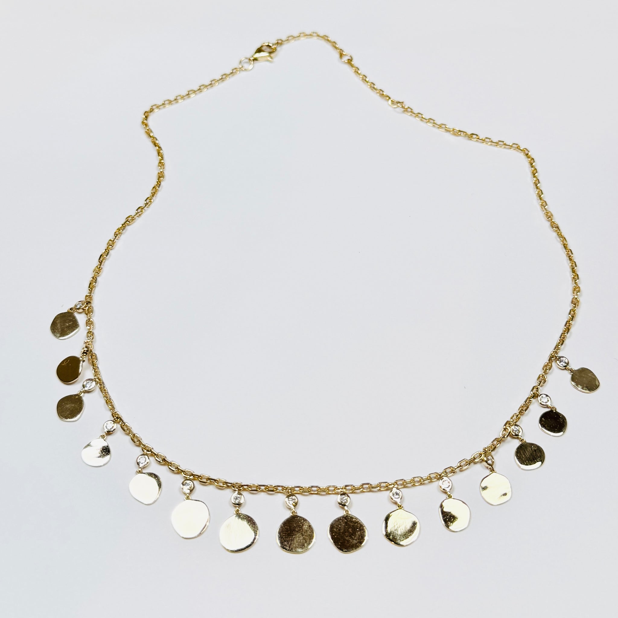 organic disc fringe necklace