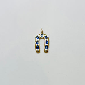 sapphire horseshoe pendant, 1 inch