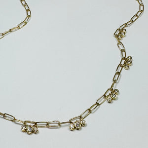 triple bezel set diamond necklace