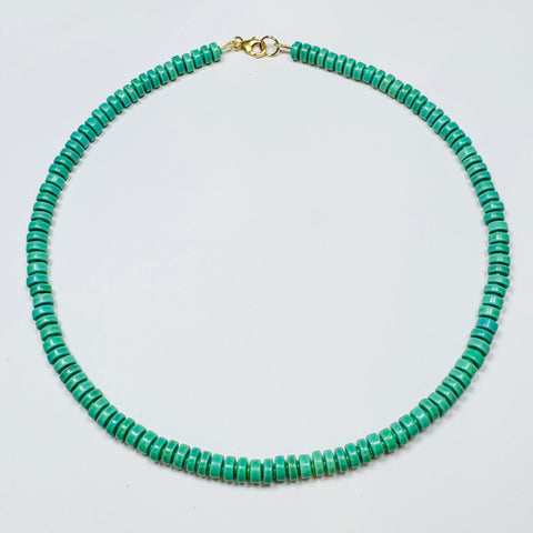 teal magnesite mini barrel candy necklace