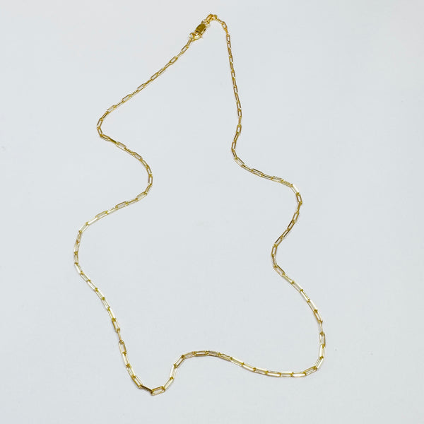 14k gold 2x5 mini paperclip chain, 16 in