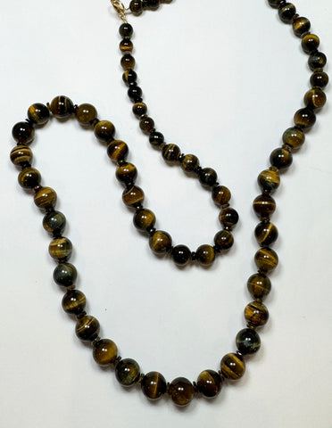 tigers eye long necklace