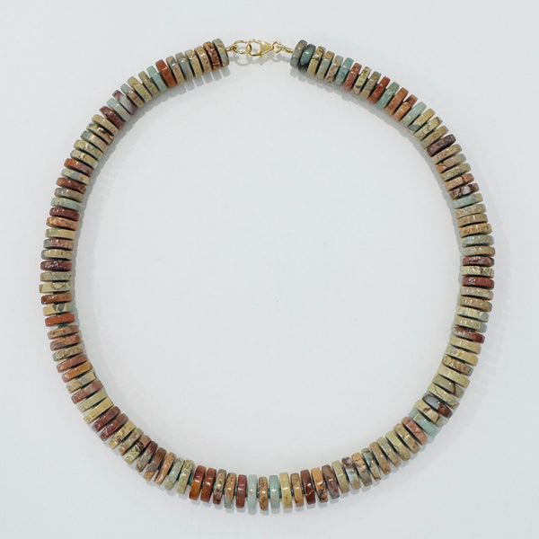 Aqua terra jasper barrel necklace