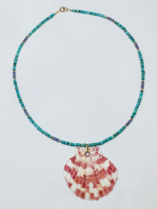 turquoise necklace with shell pendant