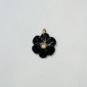 carved onyx flower pendant, 3/4 in