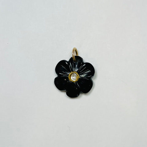 carved onyx flower pendant, 3/4 in