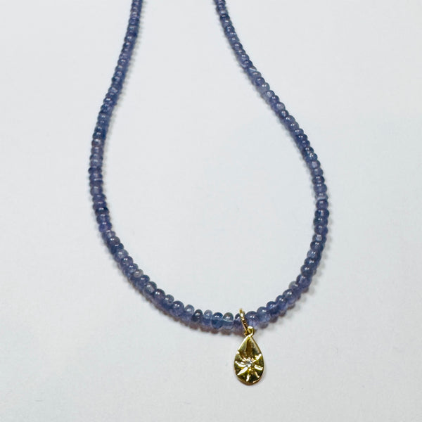 gemstone chain with diamond and gold teardrop