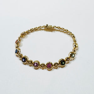 bubble bezel rainbow sapphire bracelet