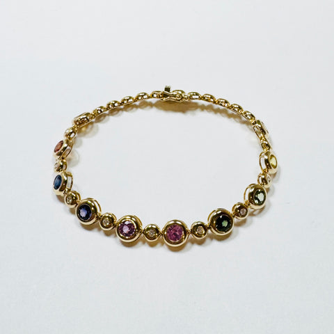 bubble bezel rainbow sapphire bracelet