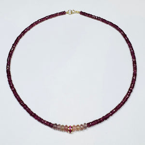 garnet necklace with sapphire with ruby bead