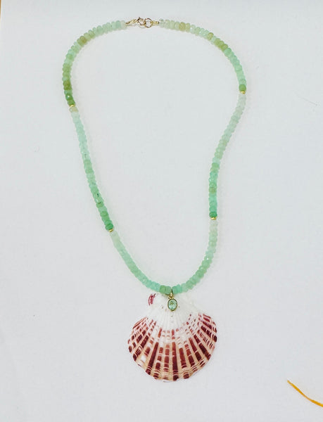 chrysoprase necklace with shell pendant