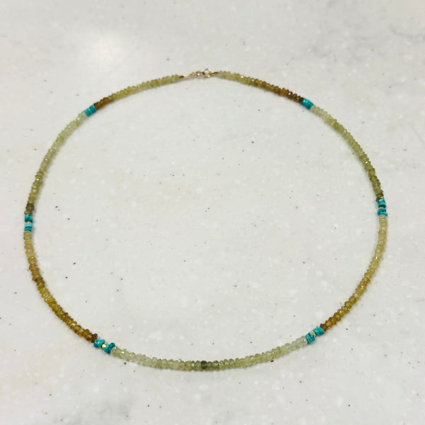 delicate color block necklace, 4 stations
