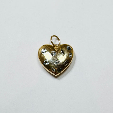 gold and topaz puffy heart pendant